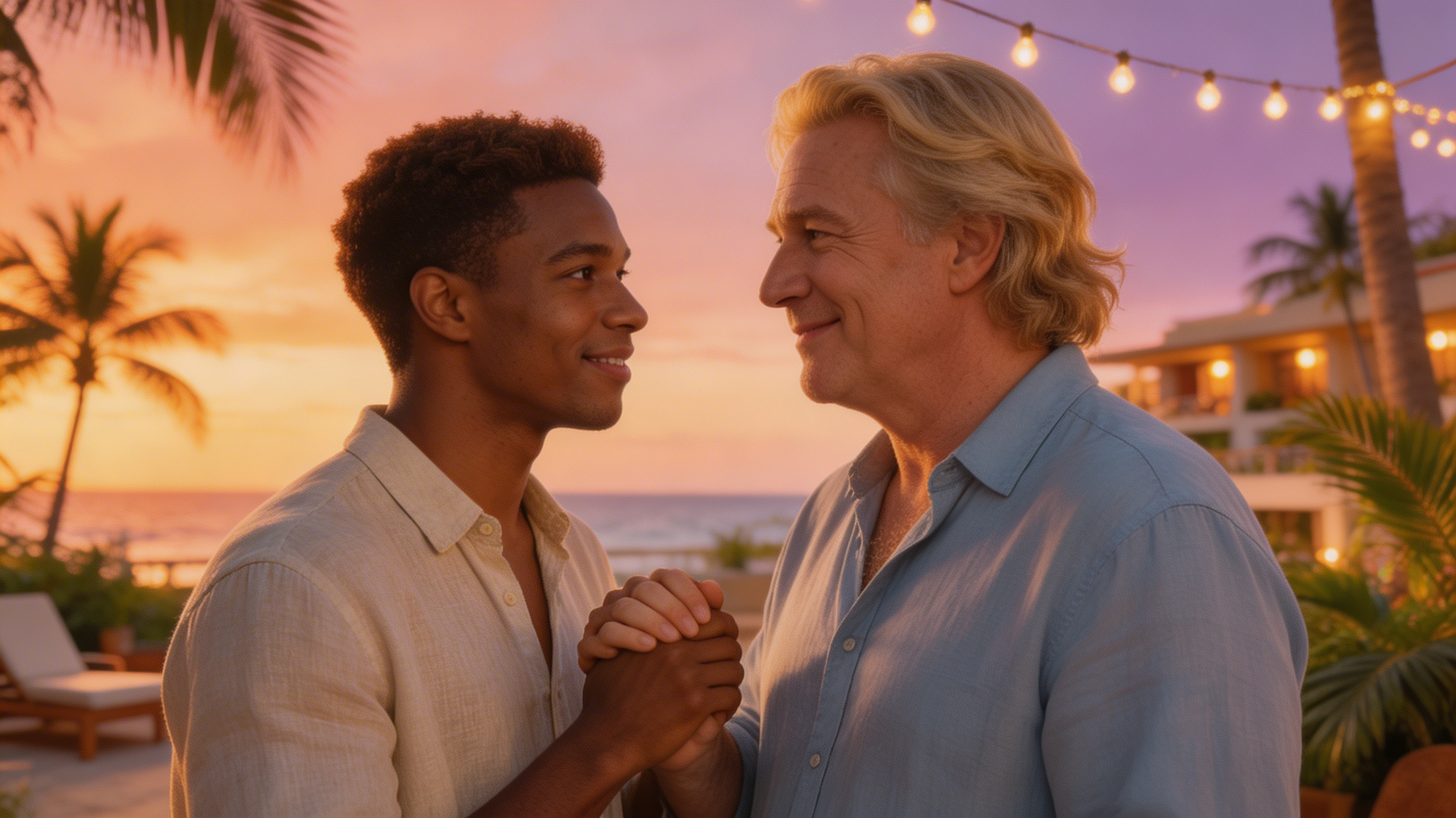 Sunlit Surrender in the Palm-Shaded Cabana
