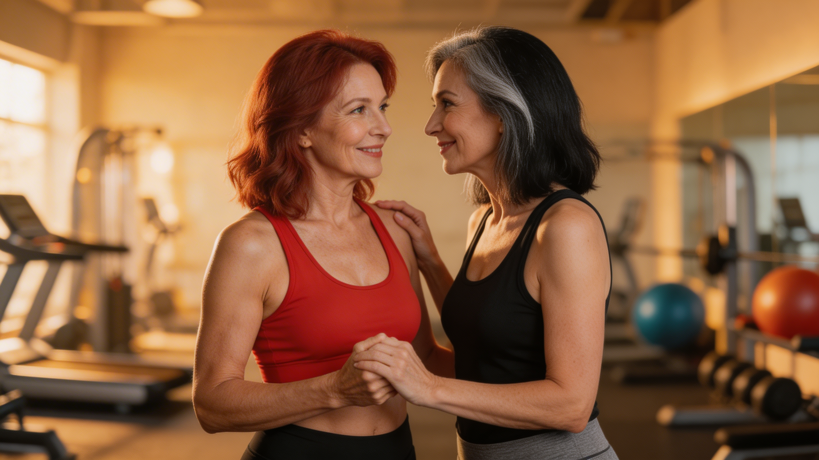 Crimson Curls in the Steam-Hazed Gym